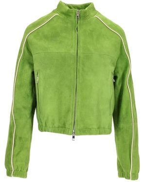 LA ROSE Suede Zip-Up Jacket - Green