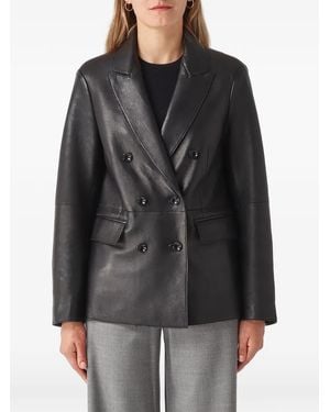 The Jackie Leathers Double-Breasted Leather Jacket - Black