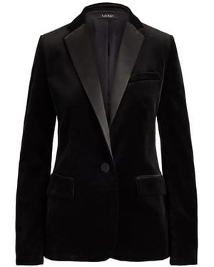 Ralph Lauren Velvet Single-Breasted Blazer - Black