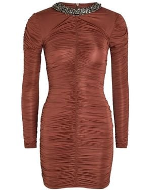 The Arrivals Long-Sleeve Embellished Mini Dress - Brown