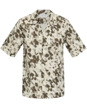 Samsøe & Samsøe Abstract-Print Short-Sleeve Shirt - White