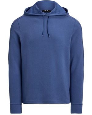 Ralph Lauren Waffle-Knit Hooded Sweater - Blue