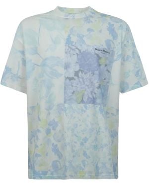 Maison Margiela Floral-Print Patchwork T-Shirt - Blue