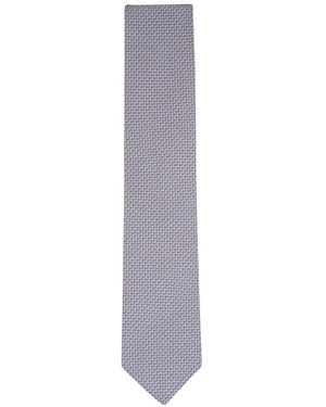 Eton Geometric Spring Tie - White