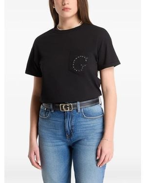 Guess Camiseta Con Adornos En Los Bolsillos - Negro