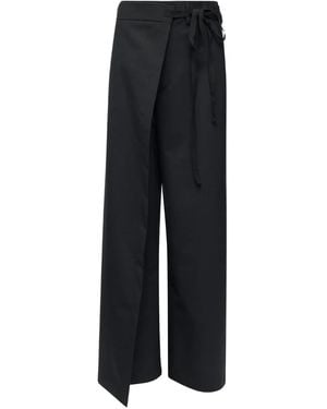 MM6 by Maison Margiela Tie Detail Tailored Trousers - Black