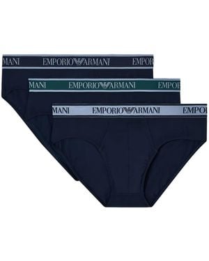 EA7 Set Aus Drei Slips Mit Logo-Bund - Blau