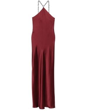 STAUD Cadence Beaded-Halterneck Maxi Dress - Red