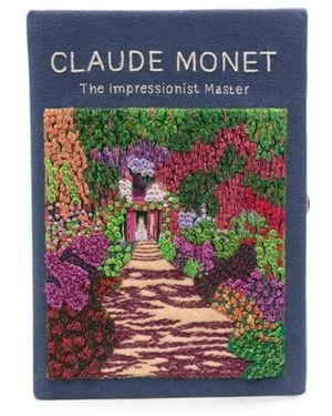 Olympia Le-Tan Claude Monet Embroidered Clutch Bag - Blue