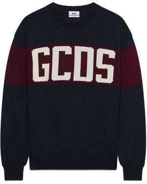 Gcds Gestreifter Pullover mit Logo - Blau