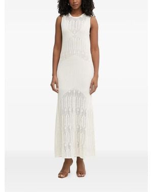 Liu Jo Pointelle-Knit Ribbed Maxi Dress - White