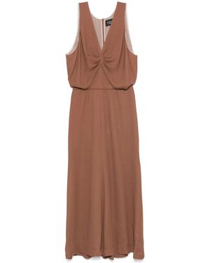 A.M.G V-Neck Midi Dress - Brown