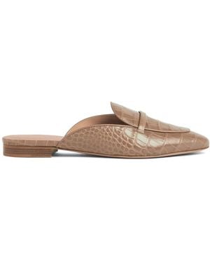 Malone Souliers Berto クロコエンボス レザーミュール - ブラウン