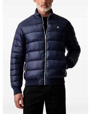 KARL LAGERFELD Quilted Logo-Patch Jacket - Blue