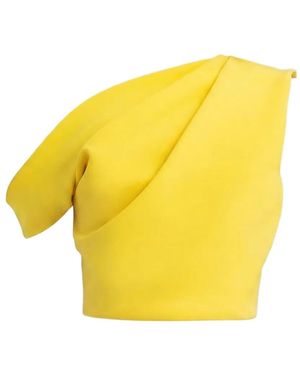Gemy Maalouf Asymmetrical Crepe Top - Yellow