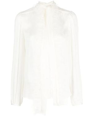 Twinset Layered Feather-Trim Blouse - White