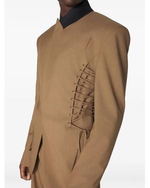 Mugler Lace-Up Panel Tailored Jacket - Natural