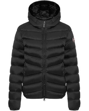 Colmar Hooded Chevron-Quilted Jacket - Black