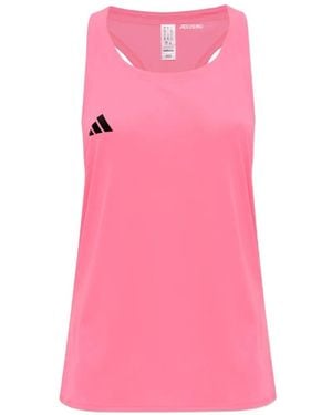 adidas Adizero Logo-Print Sleeveless Top - Pink