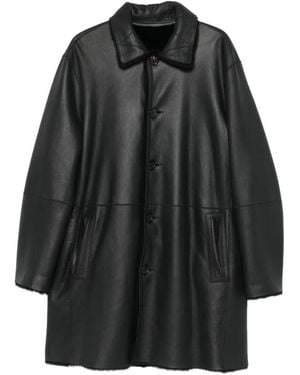 DESA NINETEENSEVENTYTWO Long-Sleeve Leather Coat - Black