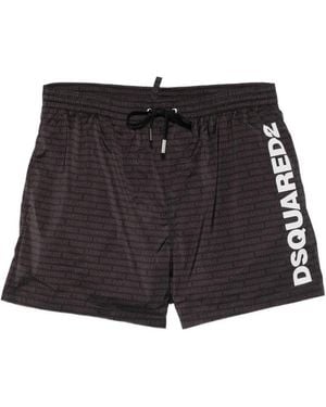 DSquared² Logo-Print Swim Shorts - Black
