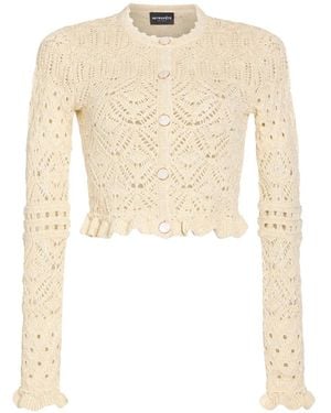 retroféte Gehäkelter Giuliana Cardigan - Natur