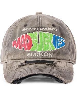 SAINT Mxxxxxx X Madsaki Distressed Embroidered Cap - Grey