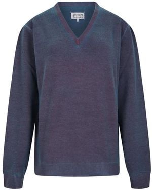 Maison Margiela V-Neck Jumper - Blue