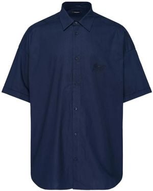 Balmain Logo-Embroidered Short-Sleeve Shirt - Blue