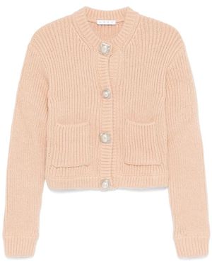 Area Gemstone-Button Cardigan - White