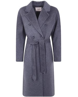 Twinset Double-Breasted Belted Coat - Blue