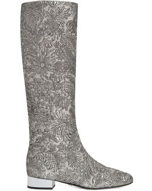 Dolce & Gabbana Brocade Block-Heel Boots - Grey