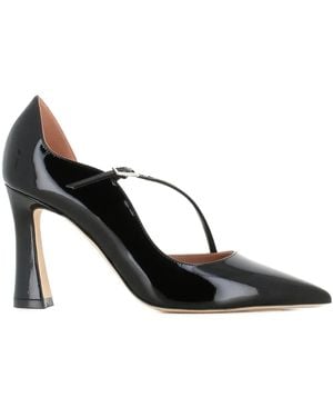 Malone Souliers 90Mm Patent Leather Cross-Strap Court Shoes - Black