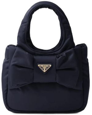 Prada Bow-Embellished Tote Bag - Blue