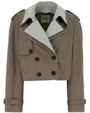 The Attico Gabardine Cropped Trench Coat - Brown