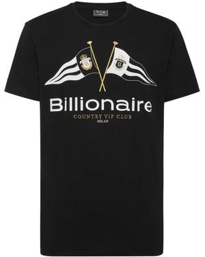 Billionaire Flags Round-Neck T-Shirt - Black
