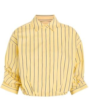 STAUD Traverse Striped Shirt Bodysuit - Metallic