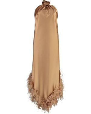 GIUSEPPE DI MORABITO Feather-Trim Maxi Dress - Natural