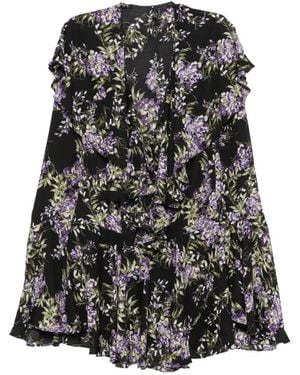Norma Kamali Ruffled Floral-Print Dress - Black