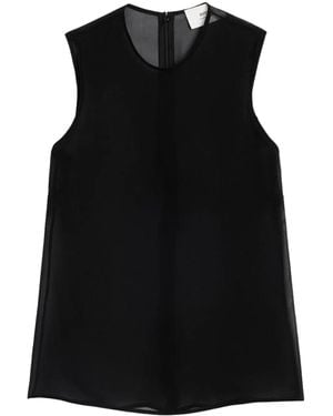 Ami Paris Semi-Sheer Silk Top - Black