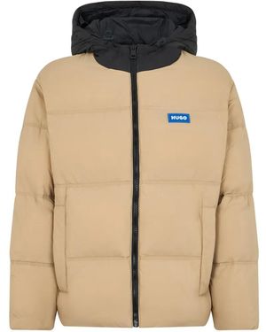 BOSS Relaxed-Fit Water-Repellent Jacket With Logo Badge - Natural