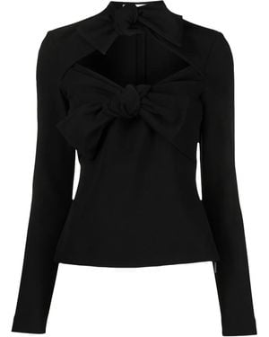 MSGM Bow-Detail Long-Sleeve Top - Black
