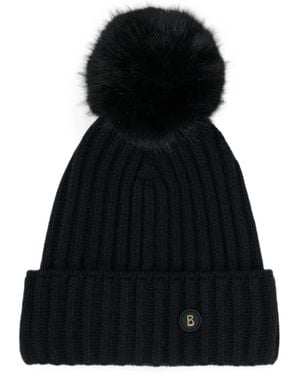 Bogner Ranya Faux-Fur Pompom Beanie Hat - Black