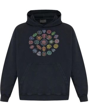 Balenciaga Graphic-Print Hoodie - Blue