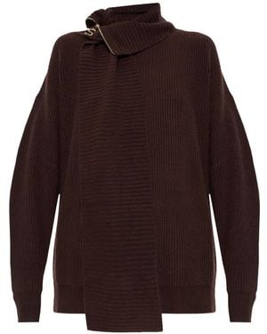 Sportmax Zip-Neck Ribbed-Knit Jumper - Purple