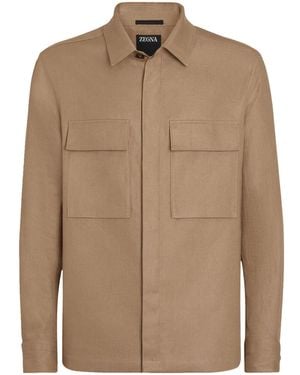 ZEGNA リネンシャツジャケット - ブラウン