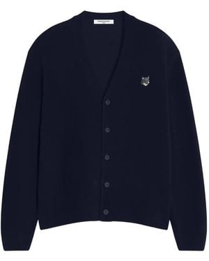 Maison Kitsuné Cardigan Mit Fox Head-Stickerei - Blau