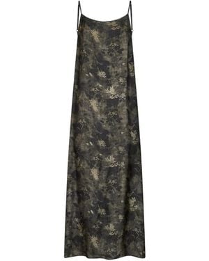 Uma Wang Floral-Pattern Flared Maxi Dress - Green