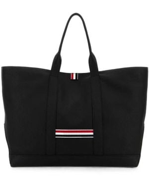 Thom Browne Leather Shopping Bag - Black