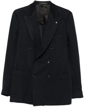 Tagliatore Double-Breasted Peak-Lapel Blazer - Black